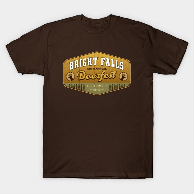 Deerfest Bright Falls Emblem T-Shirt by Lagelantee